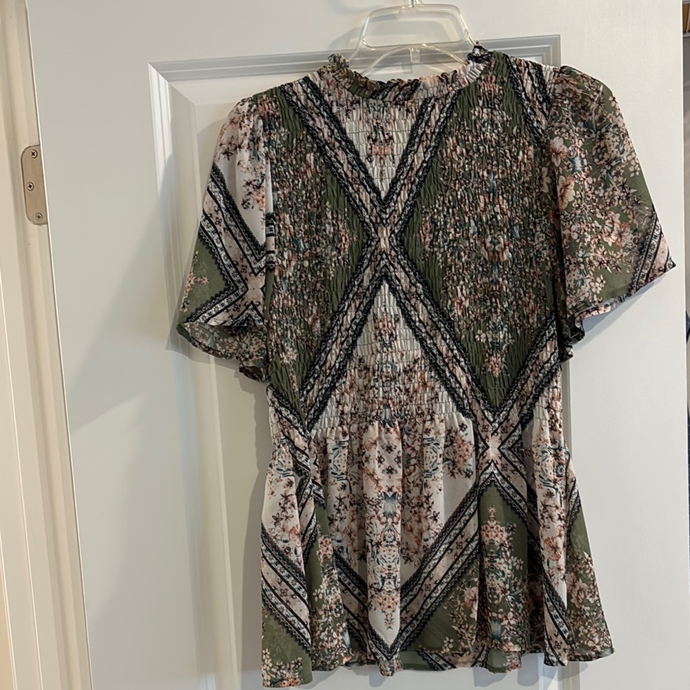 Floral Green Blouse